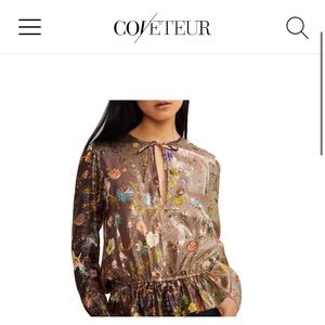 NWT Cynthia Rowley Blair Printed Metallic Garden Ombré Long Sleeve Blouse